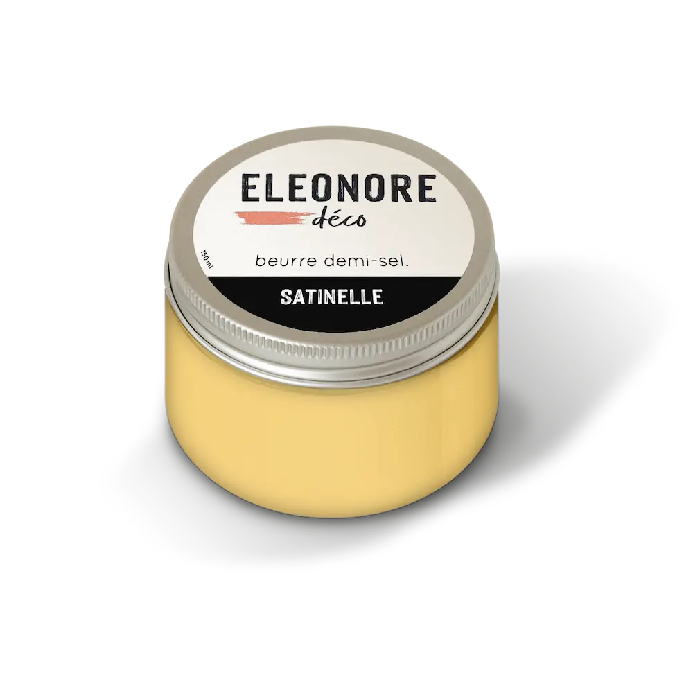 Peinture meuble Satinelle 150 ML couleur jaune Beurre demi-sel – Eléonore Déco