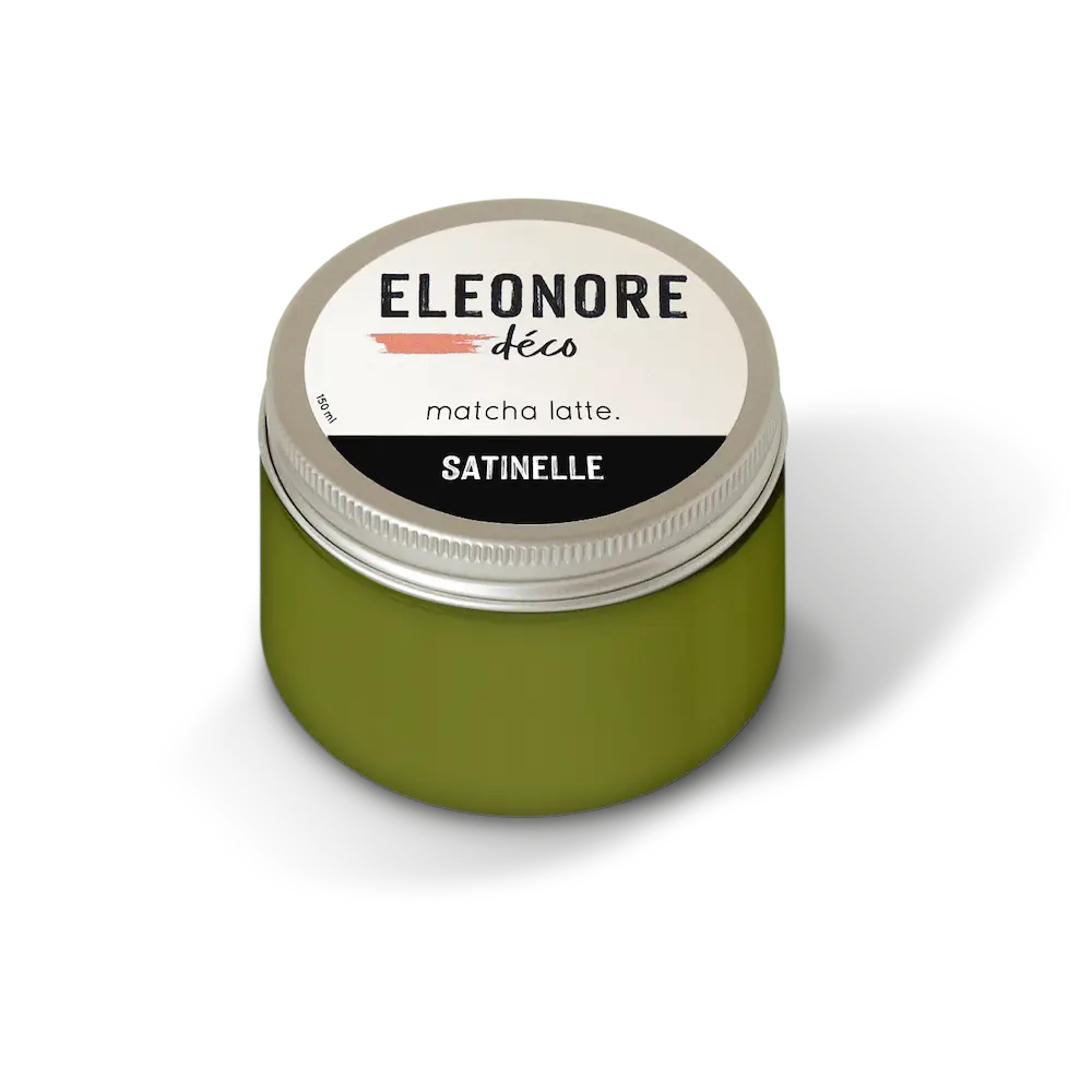 Peinture meuble Satinelle 150 ML couleur vert Matcha latte – Eléonore Déco