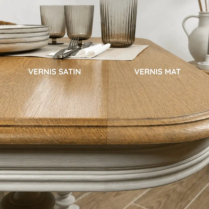 Comparatif finition vernis ultra transparent Eléonore Déco mat et satin.
